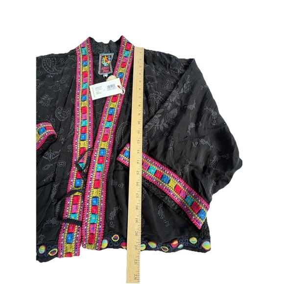 Johnny Was Star Danica Short Kimono Large Black Print Embroidered Jacket $388 - Picture 8 of 13